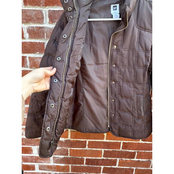 GAP Brown Quilted Puffer Jacket XS - Picture 3 of 6